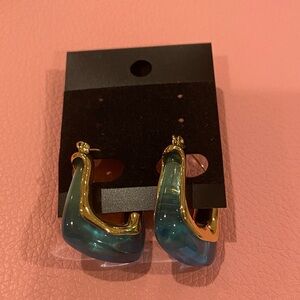 Elegant Gold and Blue Hoop Earrings